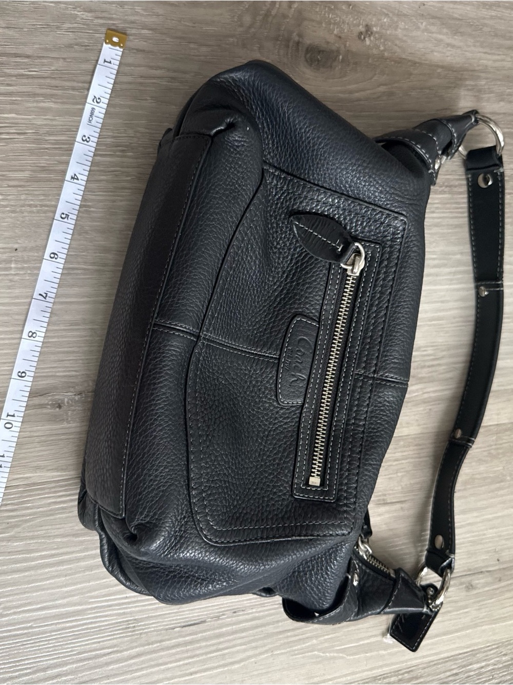 Coach Black Pebbled Leather Shoulder Hobo with Silver Hardware - Picture 5 of 5